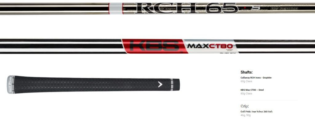 Serie de fers Callaway Big Bertha B21 Shafts et Grip