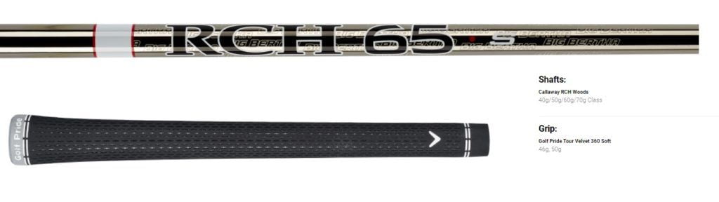 Shaft et Grip Bois de parcours Callaway Big Bertha B21