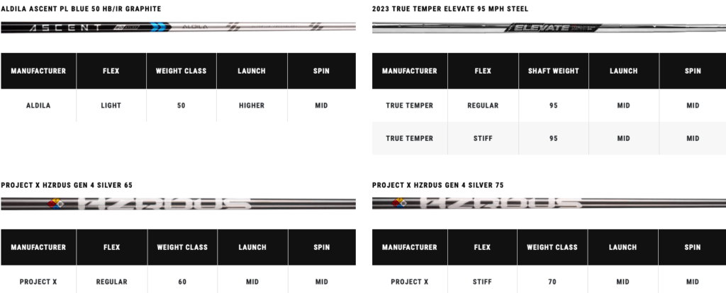 Shafts fers callaway paradym