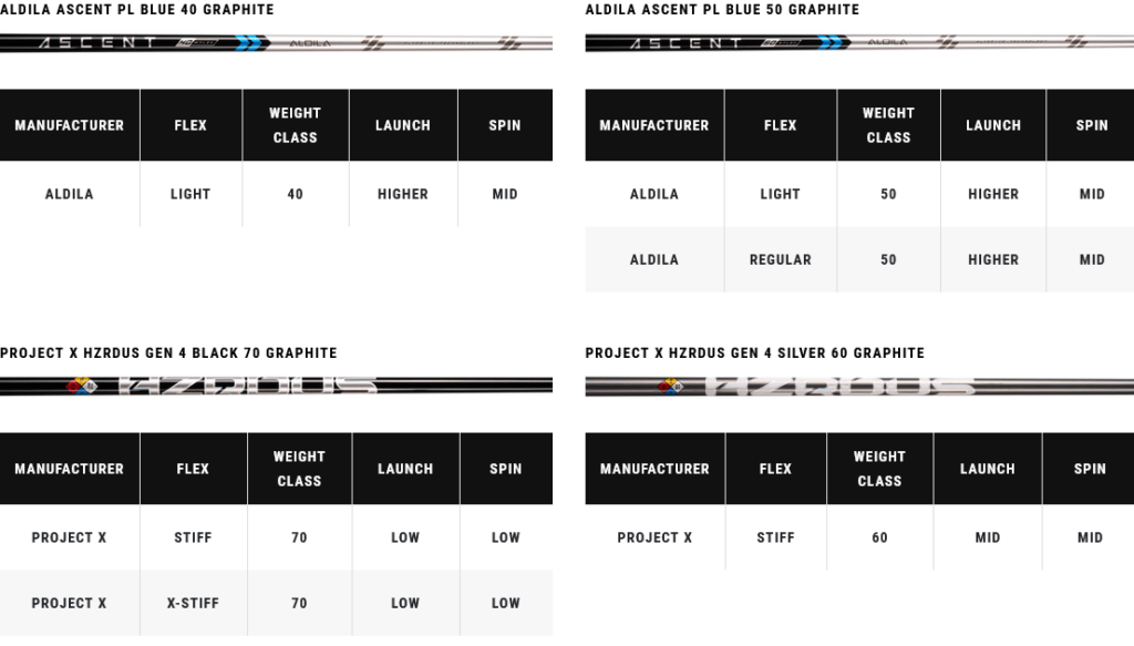 Shafts bois de parcours Callaway Paradym