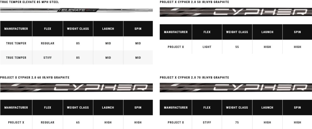 shafts fers Callaway Paradym AI Smoke HL